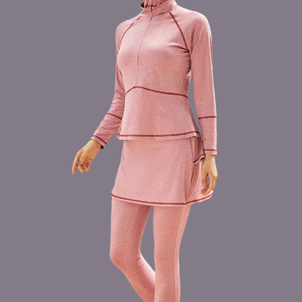 Modest 3 piece active wear with ruffles