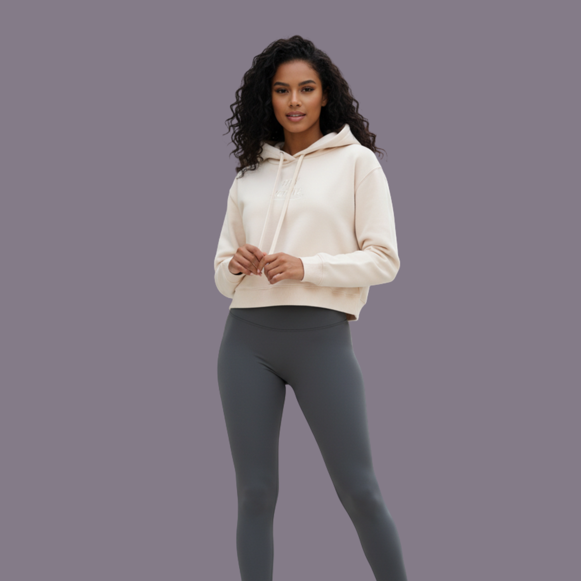 TDY Beige Crop Hoodie