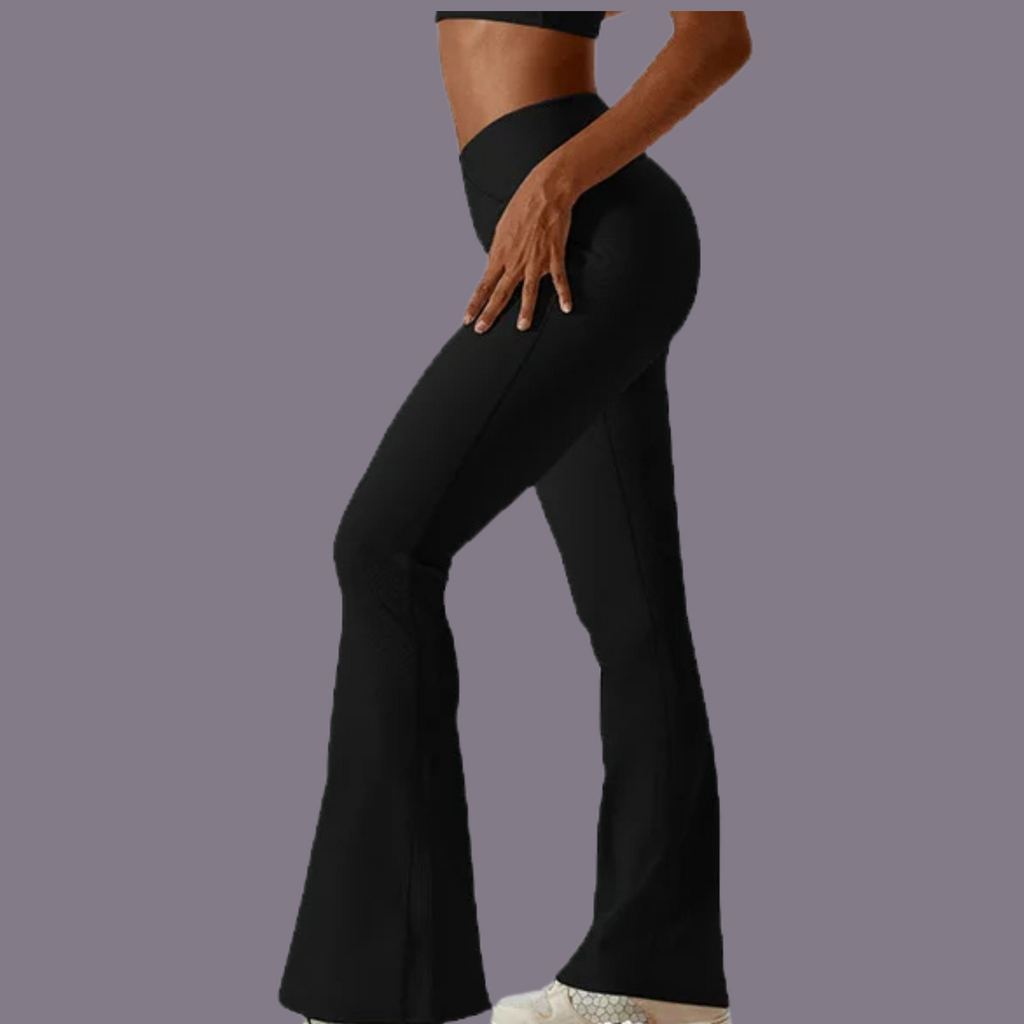 TDY Ribbed Flared Leggings Black