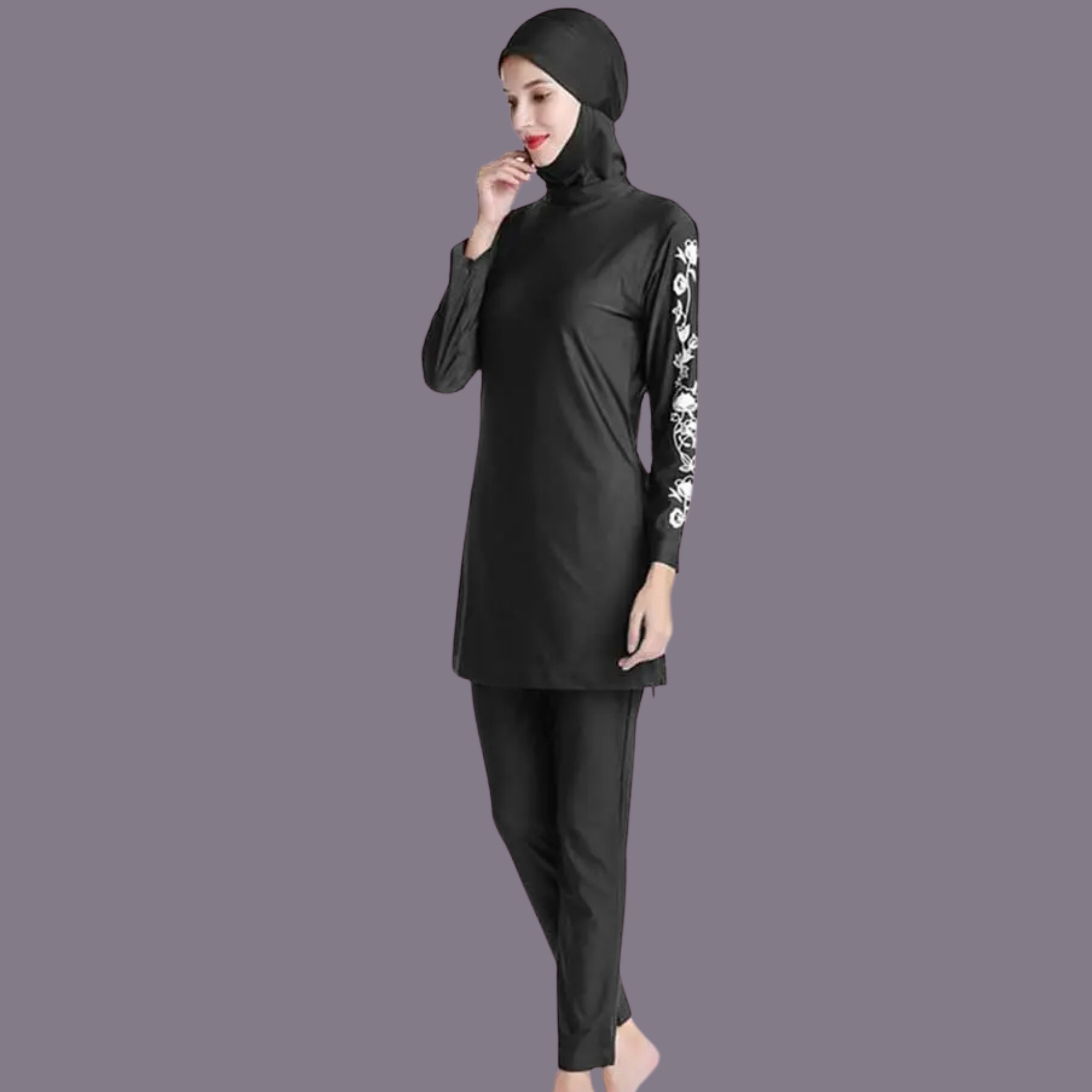 Modest Active Wear -  Black 3 pieces activewear set with Hijab