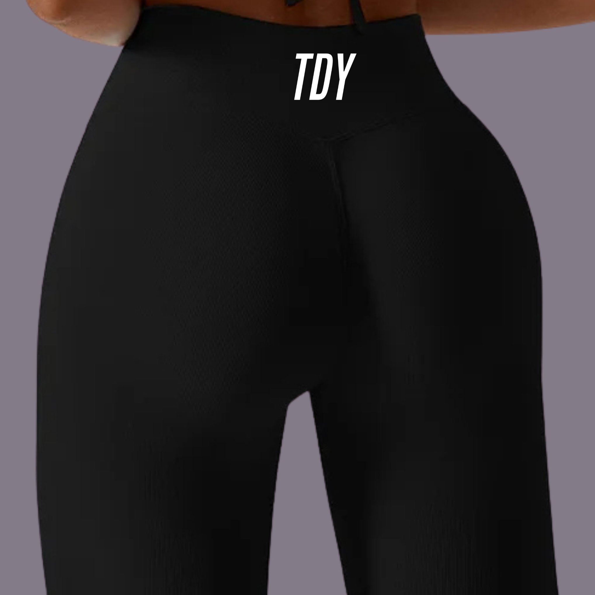 TDY Ribbed Flared Leggings Black