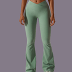 TDY Ribbed Flared Leggings Sage Green