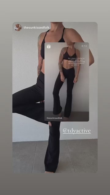 TDY Ribbed Flared Leggings Black